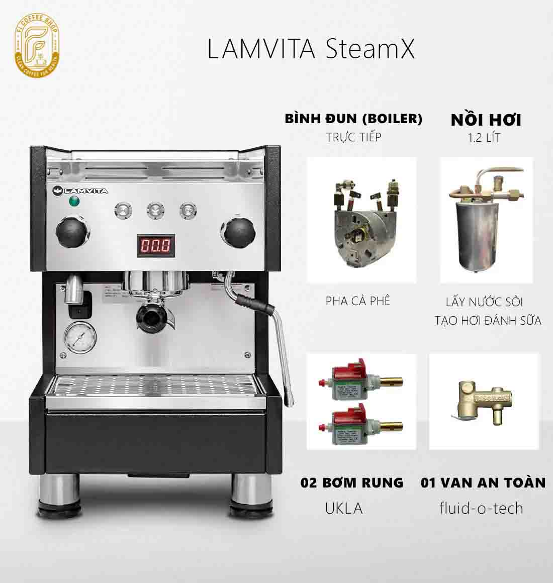 Máy Pha Cà Phê Lamvita SteamX May pha ca phe lamvita steamx 4